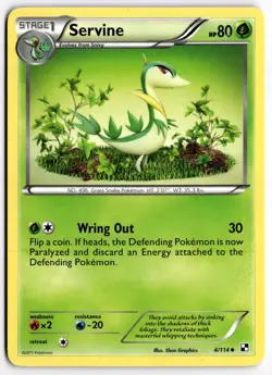 Servine 4/114 Black & White Base Uncommon Pokemon Card - Image 1