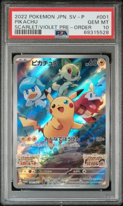 Pikachu 001/SV-P Scarlet & Violet Pre-order Sv Promo Pokemon Japanese PSA 10 - Image 1