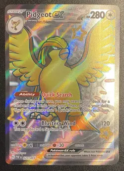 Pidgeot ex Full Art UR 221/091 Pokemon TCG S&V Paldean Fates Shiny Ultra Rare NM - Image 2