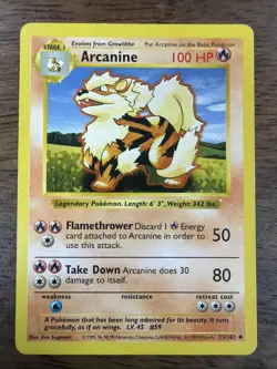 Arcanine 23/102 Shadowless - Vintage 1999 WoTC Pokemon Base Set LP - Image 1