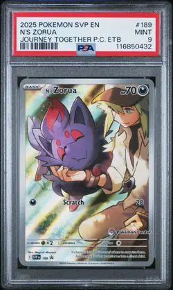 2025 POKEMON SVP EN-SV BLK STAR PROM 189 N'S ZORUA JOURNEY TOGETHER PC ETB PSA 9 - Image 1