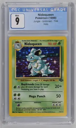 1999 POKEMON JUNGLE UNLIMITED NIDOQUEEN 7/64 HOLO CGC 9 PSA - Image 1