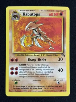 Pokemon Kabutops 24/62 Fossil Rare Regular Unlimited English Stage 2 60 HP - Image 1