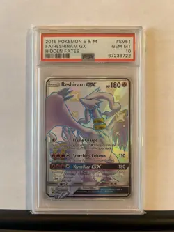 Pokemon Reshiram GX SV51/SV94 Hidden Fates: Shiny Vault Holo Graded PSA 10 - Image 1