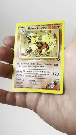 2000 Pokemon BLAINE'S ARCANINE #1/132 Gym Challenge Unlimited Holo Rare English - Image 2