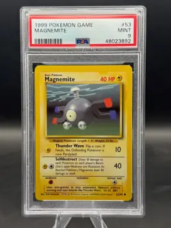 PSA 9 Base Set Unlimited Magnemite 53/102 Pokemon Cards 1999 Mint 9! - Image 1