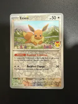 Eevee Prismatic Evolutions 074/131 Holo Pokemon Day 2025 Stamped Promo Card - Image 1