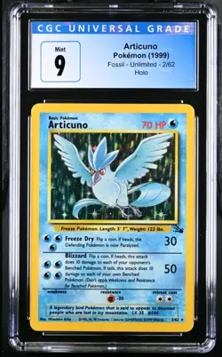 Pokemon 1999 Articuno Fossil Unlimited 2/62 Holo - CGC 9 - Image 1