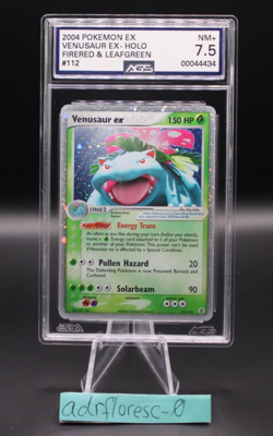 2004 POKEMON EX FIRE RED & LEAF GREEN #112 VENUSAUR EX-HOLO AGS 7.5 - Image 1