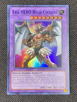 YuGiOh! - Evil HERO Wild Cyclone LDS3-EN030 Ultra Rare (BLUE) 1st Edition NM - Image 1