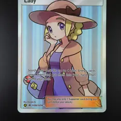 Lady SV86/SV94 Pokemon Hidden Fates Trainer Supporter Holo Full Art Card - Image 3