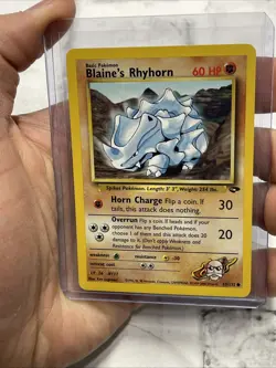 Pokemon Blaine's Rhyhorn 65/132 Unlimited Pokemon Gym Challenge NM/MT Common Vtg - Image 1