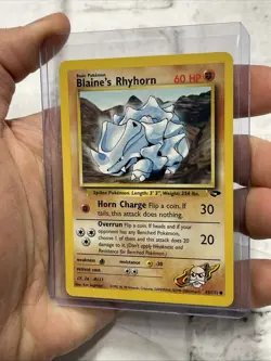 Pokemon Blaine's Rhyhorn 65/132 Unlimited Pokemon Gym Challenge NM/MT Common Vtg - Image 2