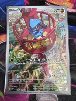 Mega Evolution Alakazam 009 & Riolu 010 Black Star Promo Pokemon Center stamp - Image 3