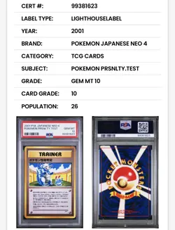 2001 Pokemon Japanese Neo 4 “Personality Test” PSA Gem MT 10! - Image 4