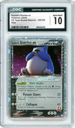 Pokemon Rocket's Snorlax EX #104 EX Team Rocket Returns CGC 10 Gem Mint - Image 1