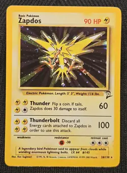 Pokemon Zapdos 20/130 Holo Rare Base Set 2 English LP - Image 1