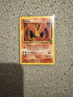 Moltres 27/62 1999 Pokemon TCG Fossil Set Non Holo Rare Card Vintage WOTC NM - Image 1