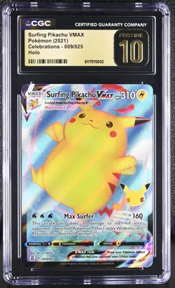 CGC 10 SURFING PIKACHU VMAX 009/025 HOLO CELEBRATIONS POKEMON PRISTINE - Image 1