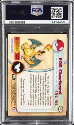 1999 TOPPS POKEMON TV FOIL #6 CHARIZARD PSA 10 - Image 2