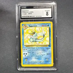 1999 Pokemon Vaporeon unlimited Non Holo Jungle # 28 graded CGC 8 Mint WOTC Rare - Image 1