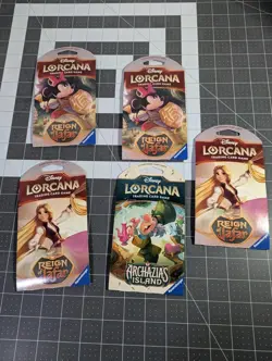 Disneys Lorcana Booster Packs Lot Of 5. Reign Of Jafatr And Archazias Island - Image 1