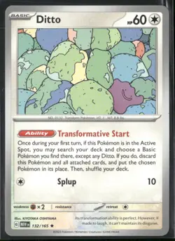 Pokemon TCG Ditto 132/165 Non-Holo Exclusive Card Pokemon 151 - Image 1