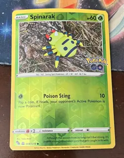 Pokemon TCG Pokemon GO Spinarak Unpeeled Ditto Reverse Holo 006/078 NM - Image 1