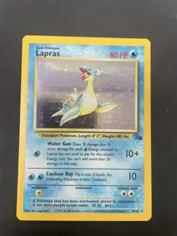 Pokemon TCG Lapras Fossil Set Holo Unlimited Rare Card 10/62 NM Condition - Image 1
