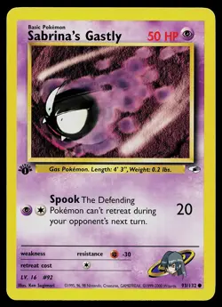 Pokemon Card - Sabrina's Gastly Gym Heroes 93/132 Common 1st Edition - Image 1