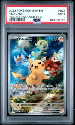 2023 POKEMON SV BLACK STAR PROMOS - SVP EN #027 PIKACHU PALDEA EVOLVED ETB PSA 9 - Image 1