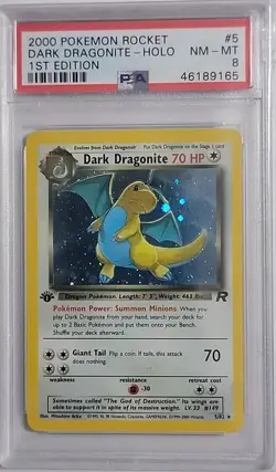 PSA 8 Dark Dragonite 5/82 2000 Pokemon Rocket 1st Edition Holo Rare NM-MT WOTC - Image 1