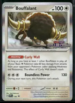 Pokemon TCG Bouffalant SVP136 Black Star Promo Stellar Crown Pre Release NM - Image 1