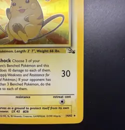 Pokemon TCG Raichu 14/62 Fossil Holo Rare LP-NM - Image 3