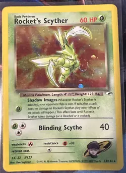 Pokemon TCG Rocket's Scyther 13/132 Holo Gym Heroes HP - Swirl - Image 1