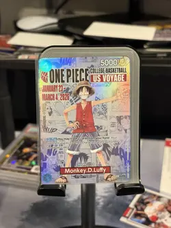 (UNSEALED) Bandai One Piece CCG Monkey D. Luffy Promo Holo US Voyage P-055 Card - Image 1