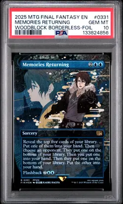 2025 MTG FINAL FANTASY WOODBLOCK BORDERLESS-FOIL #0331 MEMORIES RETURNING PSA 10 - Image 1