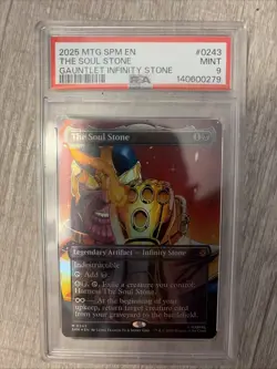 MTG Thanos The Soul Stone Borderless Foil Marvel Spider-Man PSA Mint 9 #0243 - Image 1