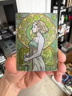 Magic MTG Altered Painted Forest Zelda Art Nouveau Anime Girl by white_alters - Image 2