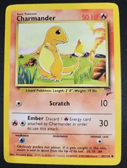 Pokemon TCG Charmander 069/130 Base Set 2 Regular Common NM - Image 1