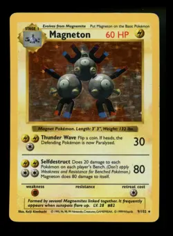 #2 Magneton 9/102 Base Set 1999 Shadowless Holo Rare WOTC Pokemon Card TCG - Image 1