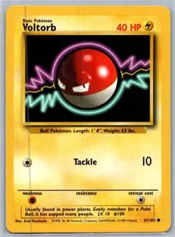 Voltorb - 67/102 - Uncommon - Base Set - Pokemon Card - LP - Image 1