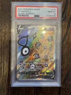 Unown V 177/195 PSA 10 Pokemon Sword & Shield Silver Tempest Alt Art 2022 - Image 1