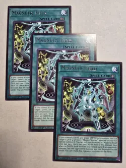 Yugioh! 3x Magnetic Field MZMU-EN111 Rare 1st Ed NM - Image 1