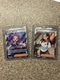 Pokemon TCG Acerola's Mischief & Eri Supporter Trainer Holo Cards Lot of 2 - Image 1