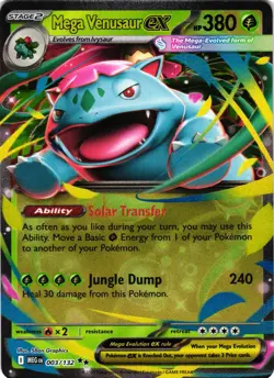 Pokemon TCG Mega Venasaur EX Holo Rare Card 003/132 Mega Evolutions NM - Image 1