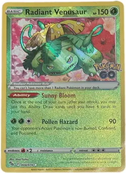 Pokemon Go Radiant Venusaur Reverse Holo Rare Card 004/078 Shiny TCG NM - Image 1