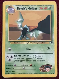 Pokemon TCG Brock's Golbat Gym Heroes 39/132 Regular 1st Edition Uncommon - Image 1