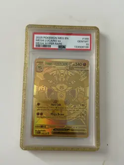 Pokemon 2025 Mega Lucario ex 188 Gold Hyper Rare Mega Evolution English PSA 10 - Image 1
