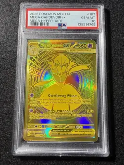 2025 Pokemon Meg EN Mega Gardevoir EX Hyper Rare #187 PSA 10 GEM MINT Gold - Image 1